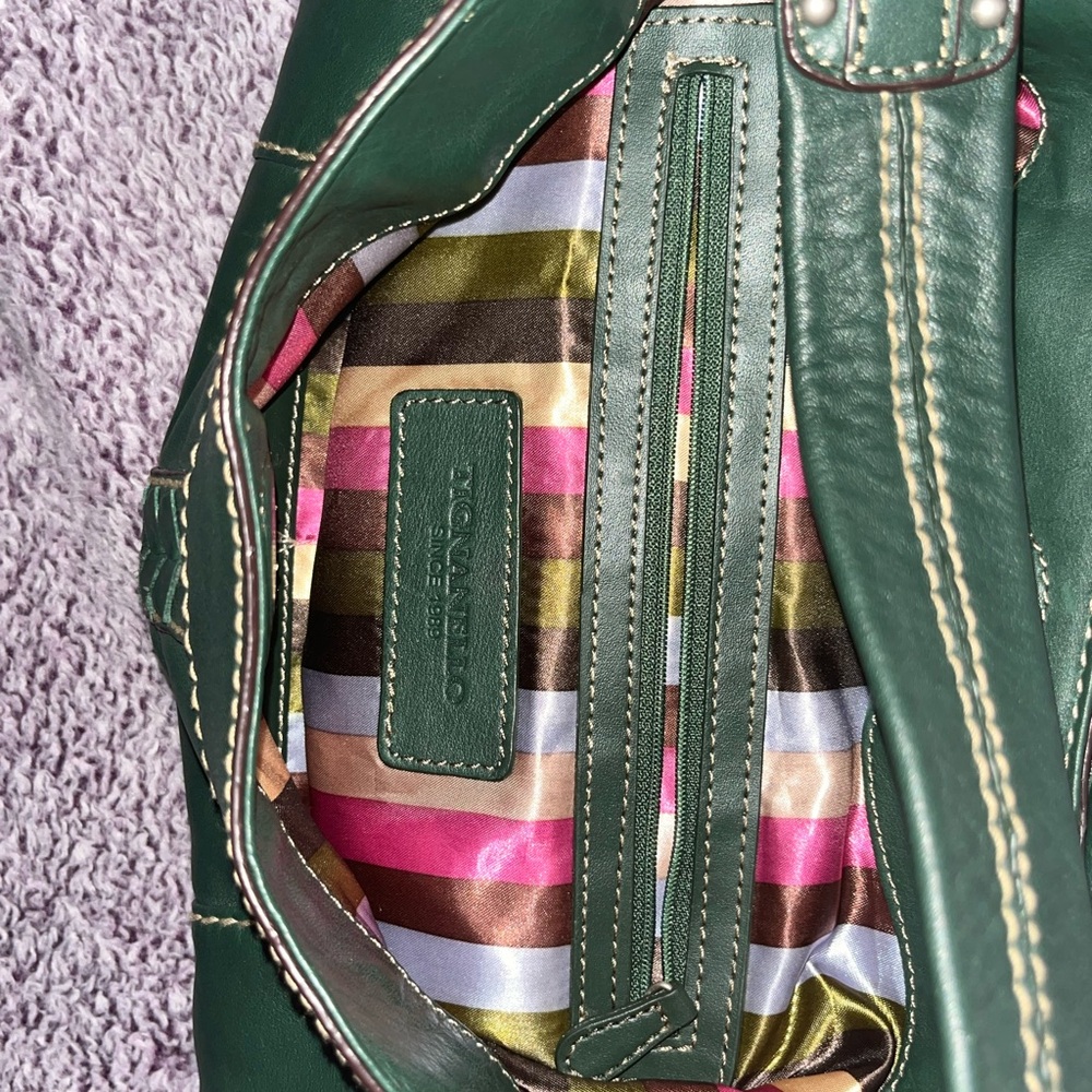 Tignanello Dark Green Leather Shoulder Bag - Picture 3 of 3